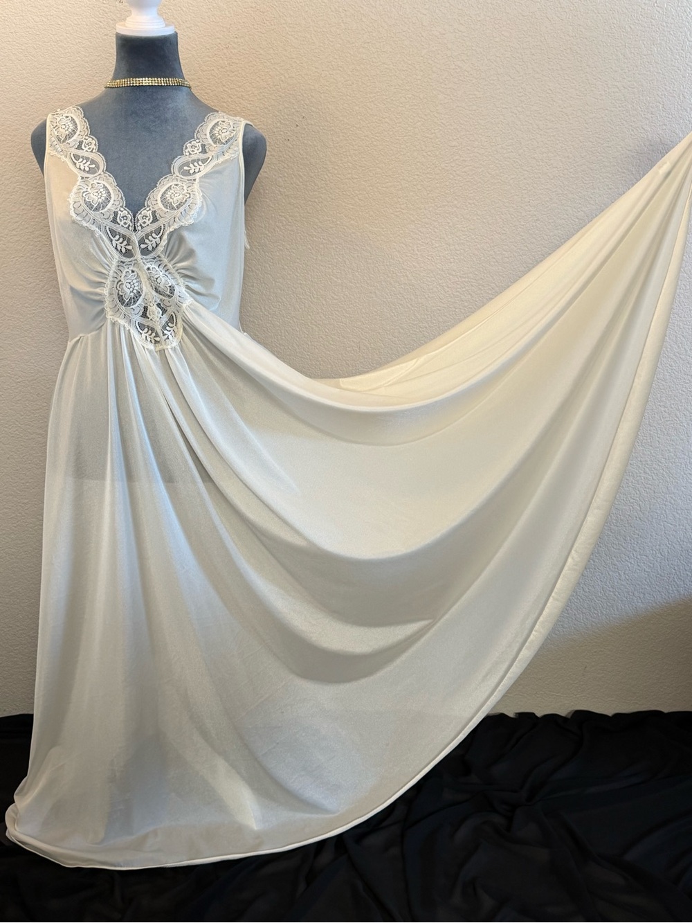 Olga Full Sweep Lace Long Maxi Nightgown Slip Dress Chemise